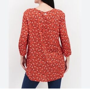 Anthropologie Pleione Orange semi sheer floral top size XS Women